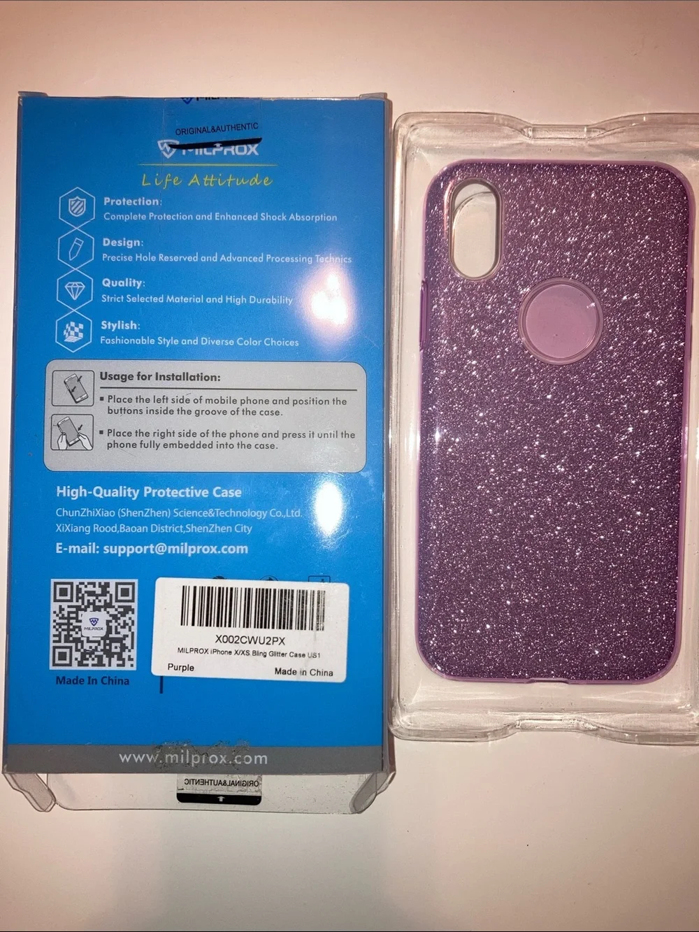 Pink Glitter Protective Case for iPhone X/XS